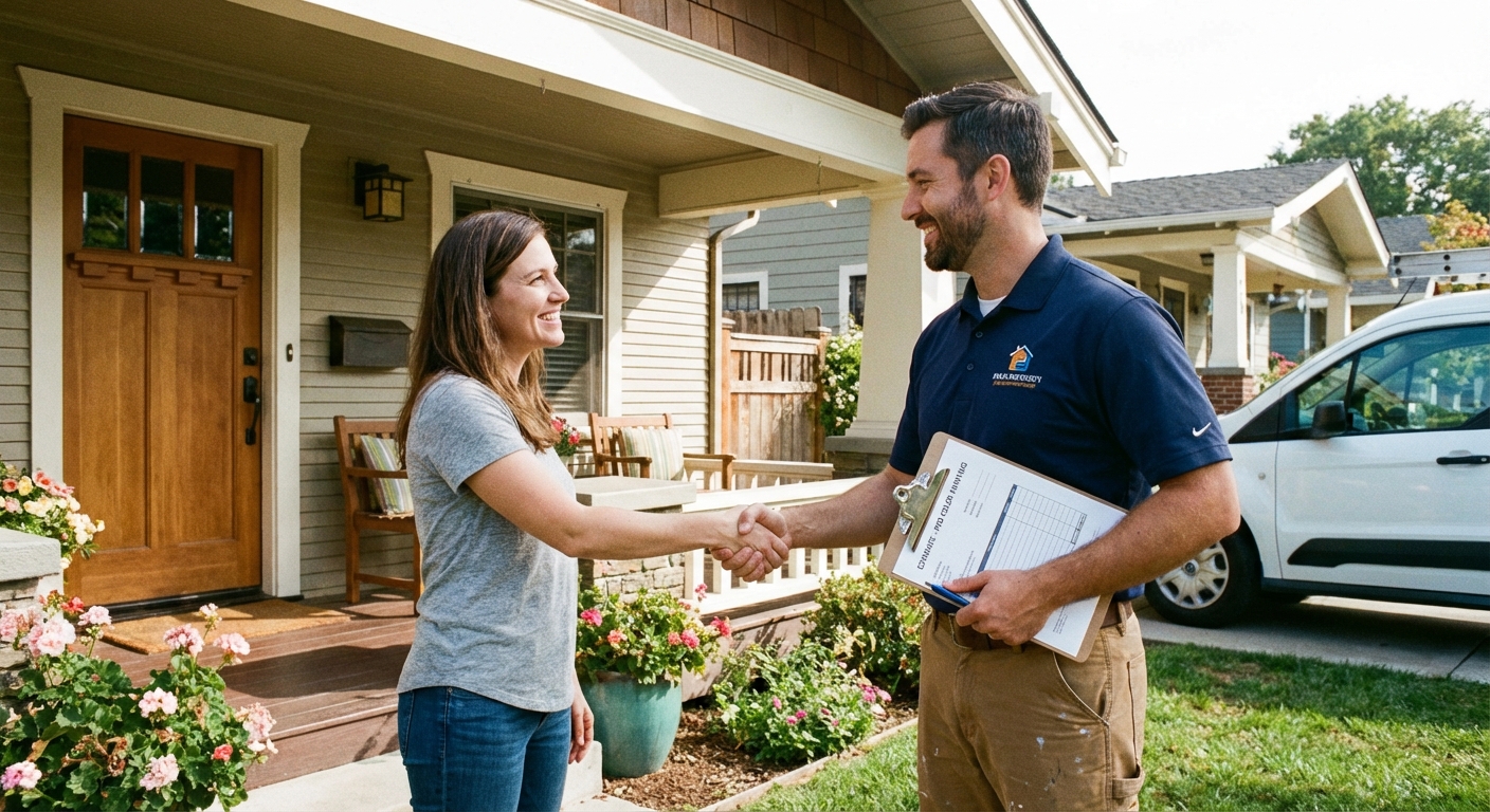 Professional painting consultation with homeowner